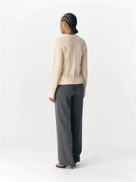 OBJMEG LS LO O-NECK CABLE KNIT DIV sandshell