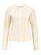 OBJMEG LS LO O-NECK CABLE KNIT DIV sandshell