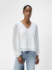 OBJMILA RE L/S V-NECK TOP NOOS cloud dancer