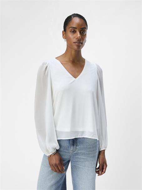 OBJMILA RE L/S V-NECK TOP NOOS cloud dancer