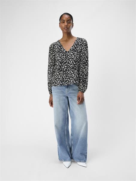 OBJMILA RE L/S V-NECK TOP NOOS sandshell