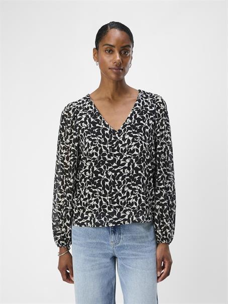 OBJMILA RE L/S V-NECK TOP NOOS sandshell