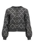 OBJPILUNA L/S RE KNIT CARDIGAN 142 dark grey melange