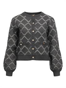 OBJPILUNA L/S RE KNIT CARDIGAN 142 dark grey melange