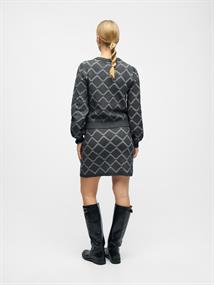 OBJPILUNA L/S RE KNIT CARDIGAN 142 dark grey melange