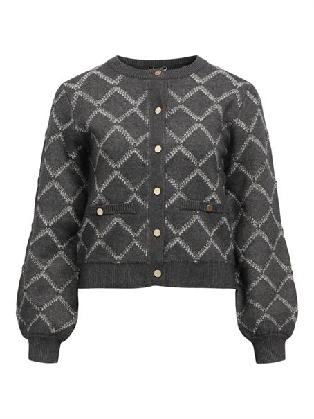 OBJPILUNA L/S RE KNIT CARDIGAN 142 dark grey melange
