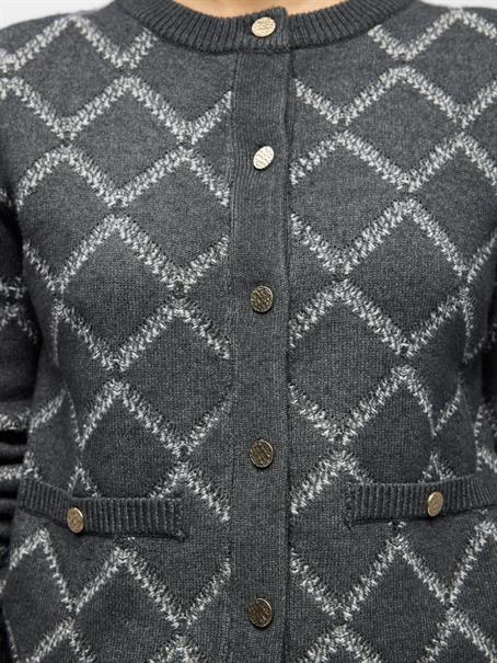 OBJPILUNA L/S RE KNIT CARDIGAN 142 dark grey melange