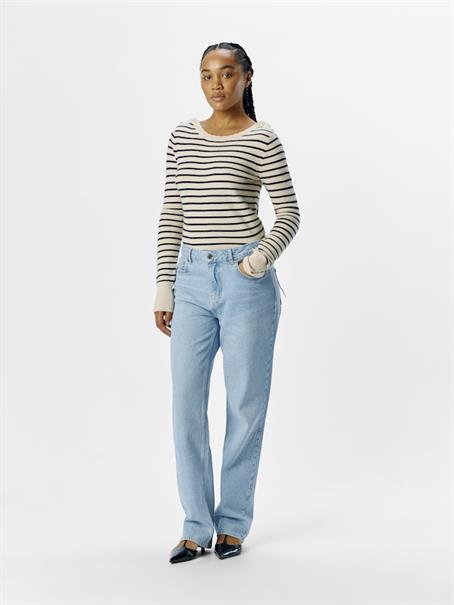 OBJPOLINA RE L/S KNIT PULLOVER 137 sandshell