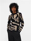 OBJRAY L/S KNIT PULLOVER AOP NOOS black1