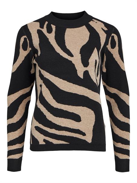 OBJRAY L/S KNIT PULLOVER AOP NOOS black1
