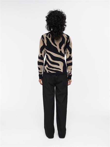 OBJRAY L/S KNIT PULLOVER AOP NOOS black1