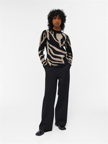 OBJRAY L/S KNIT PULLOVER AOP NOOS black1