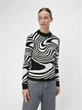 OBJRAY L/S KNIT PULLOVER AOP NOOS black3