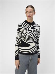 OBJRAY L/S KNIT PULLOVER AOP NOOS black3