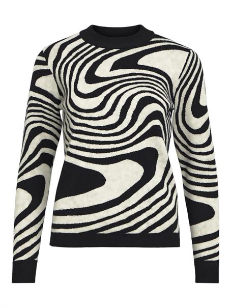 OBJRAY L/S KNIT PULLOVER AOP NOOS black3