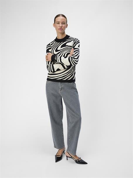 OBJRAY L/S KNIT PULLOVER AOP NOOS black3