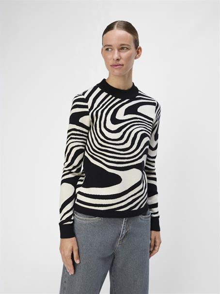 OBJRAY L/S KNIT PULLOVER AOP NOOS black3