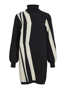 OBJRAY L/S KNIT ROLLNECK DRESS AOP NOOS black3