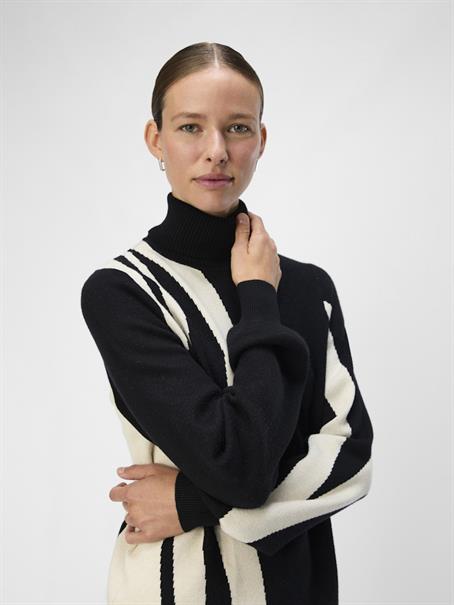 OBJRAY L/S KNIT ROLLNECK DRESS AOP NOOS black3