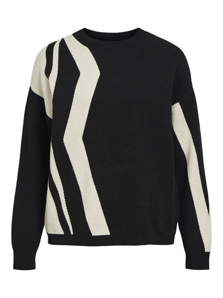 OBJRAY LO L/S KNIT PULLOVER AOP NOOS black1