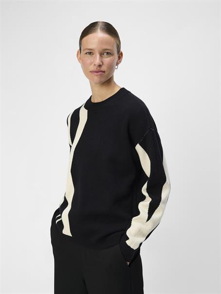 OBJRAY LO L/S KNIT PULLOVER AOP NOOS black1
