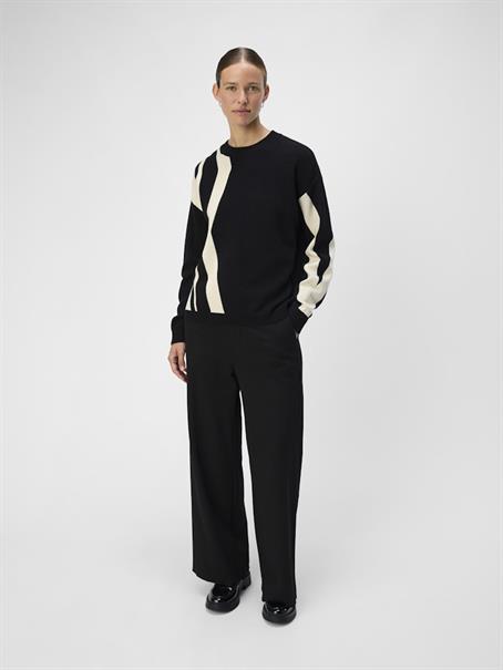 OBJRAY LO L/S KNIT PULLOVER AOP NOOS black1