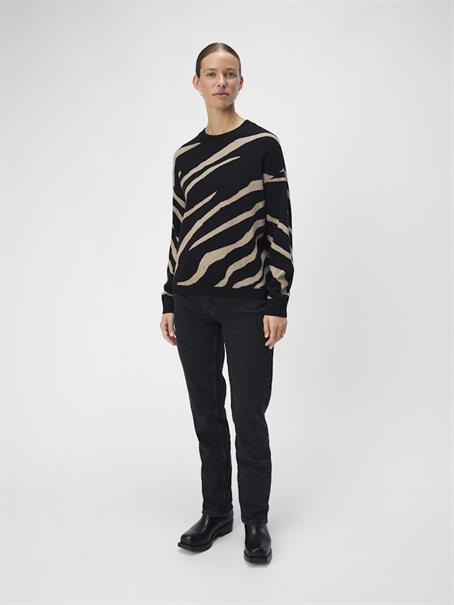 OBJRAY LO L/S KNIT PULLOVER AOP NOOS black2