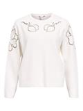 OBJREYNARD CUTOUT O-NECK PULLOVER DIV cloud dancer