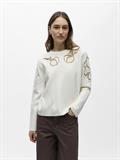 OBJREYNARD CUTOUT O-NECK PULLOVER DIV cloud dancer