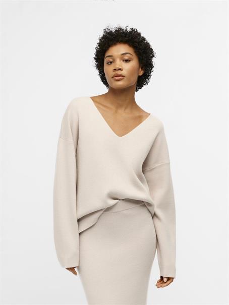 OBJREYNARD V-NECK PULLOVER NOOS silver gray