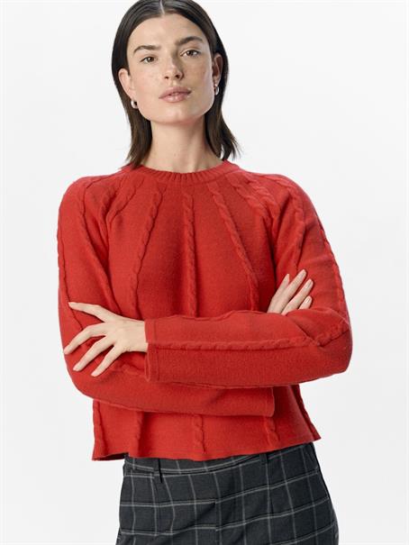OBJSADIE L/S RE PULLOVER E AW FAIR 24 flame scarlet