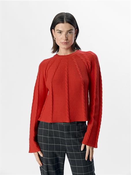 OBJSADIE L/S RE PULLOVER E AW FAIR 24 flame scarlet
