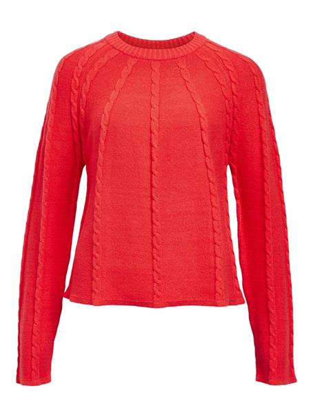 OBJSADIE L/S RE PULLOVER E AW FAIR 24 flame scarlet