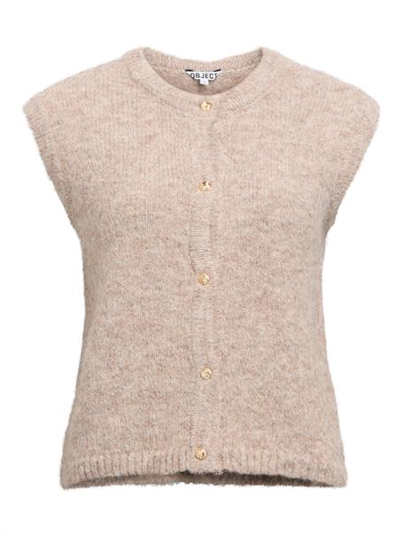 OBJSAGGIA RE KNIT VEST CARDIGAN NOOS humus