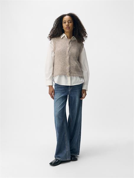OBJSAGGIA RE KNIT VEST CARDIGAN NOOS humus