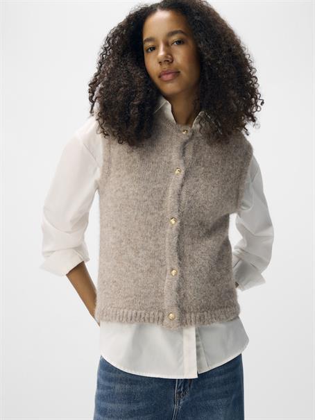OBJSAGGIA RE KNIT VEST CARDIGAN NOOS humus