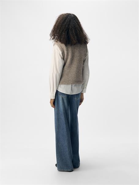 OBJSAGGIA RE KNIT VEST CARDIGAN NOOS humus