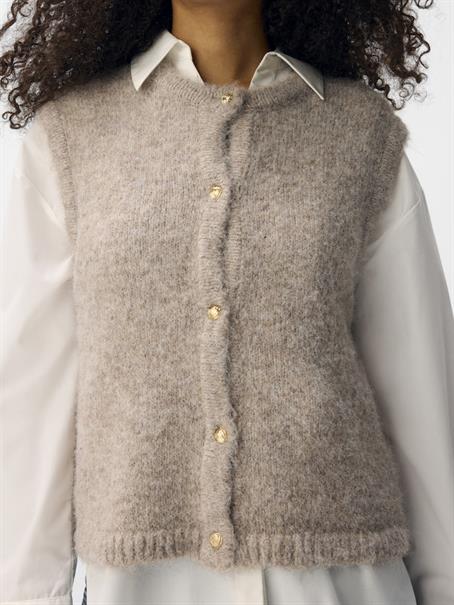 OBJSAGGIA RE KNIT VEST CARDIGAN NOOS humus