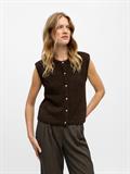 OBJSAGGIA RE KNIT VEST CARDIGAN NOOS seal brown