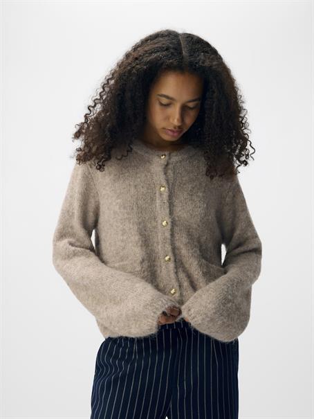OBJSAGGIA RE L/S KNIT CARDIGAN NOOS humus
