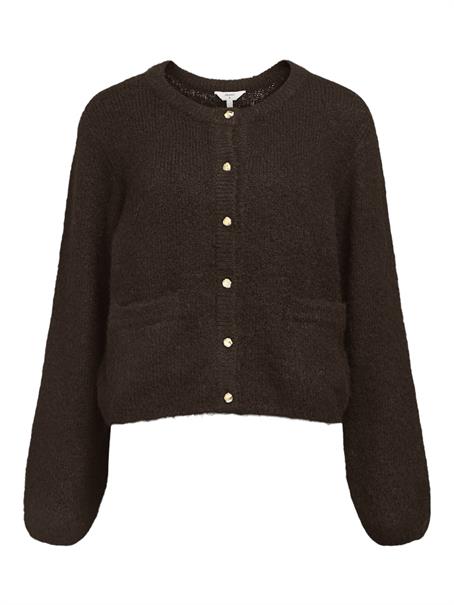 OBJSAGGIA RE L/S KNIT CARDIGAN NOOS seal brown