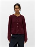 OBJSAGGIA RE L/S KNIT CARDIGAN NOOS windsor wine