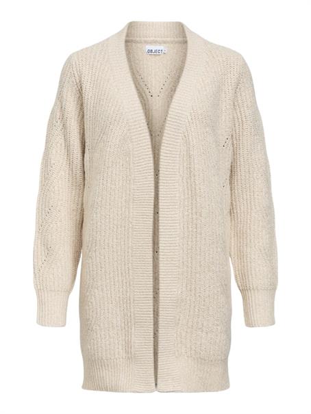 OBJSALLY L/S RE KNIT CARDIGAN NOOS humus