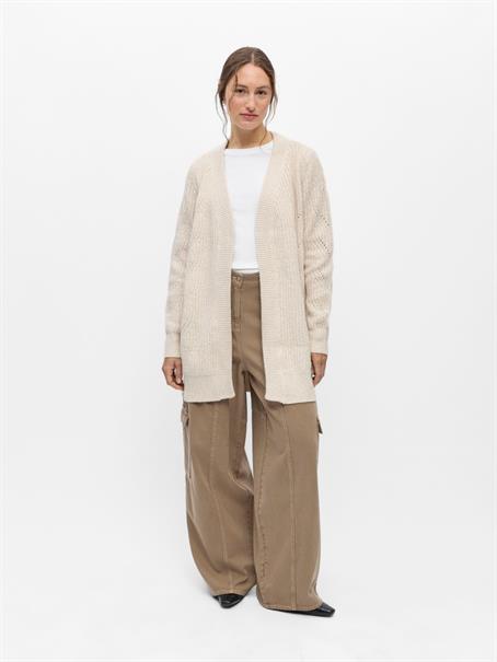 OBJSALLY L/S RE KNIT CARDIGAN NOOS humus