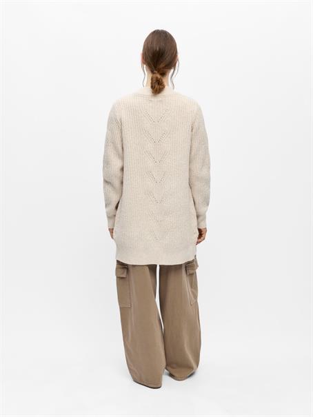OBJSALLY L/S RE KNIT CARDIGAN NOOS humus