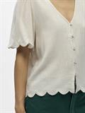 OBJSANNE 2/4 LO V-NECK TOP NOOS sandshell