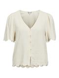 OBJSANNE 2/4 LO V-NECK TOP NOOS sandshell