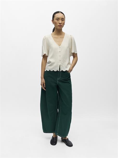 OBJSANNE 2/4 LO V-NECK TOP NOOS sandshell