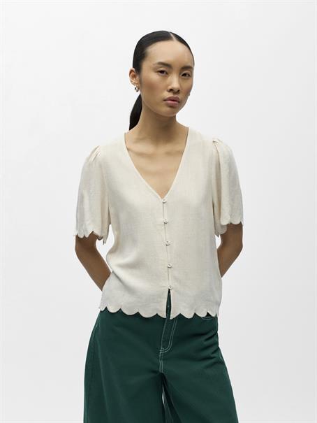 OBJSANNE 2/4 LO V-NECK TOP NOOS sandshell