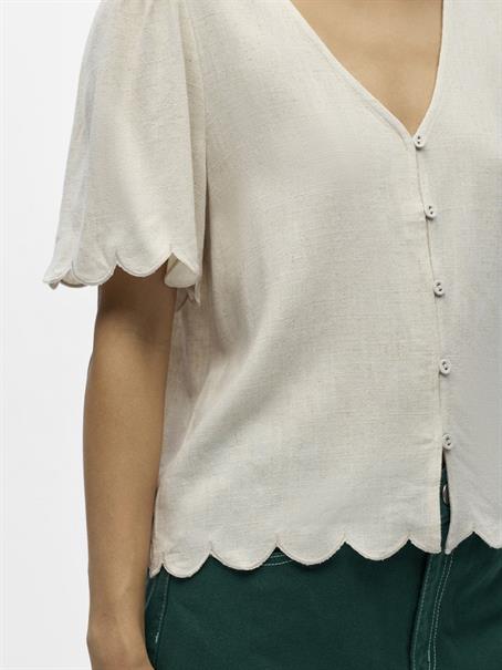 OBJSANNE 2/4 LO V-NECK TOP NOOS sandshell